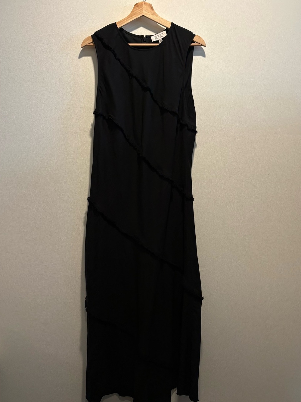 & Other Stories || Sleeveless A-Line Midi Dress Seamed Ruffle Linen Blend Black - Picture 2 of 8